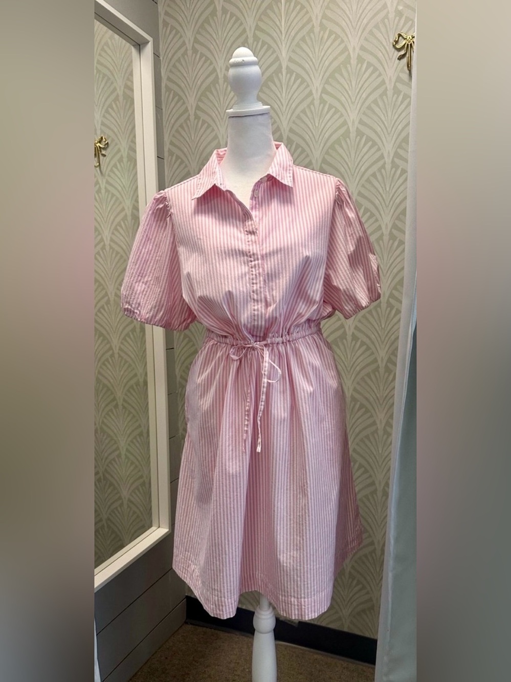 J. Crew Pink and White Striped Button-Up Blouse